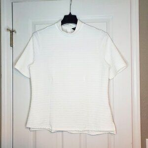 Simply Vera Vera Wang Mock Neck Top Textured Short Sleeve White Top Size XL
